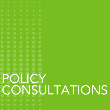 Green button with text policy consultations